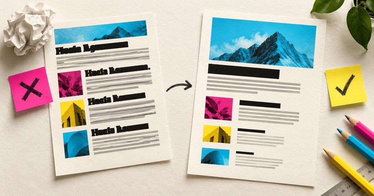 Page examples compare repeated headings with a clear visual hierarchy.