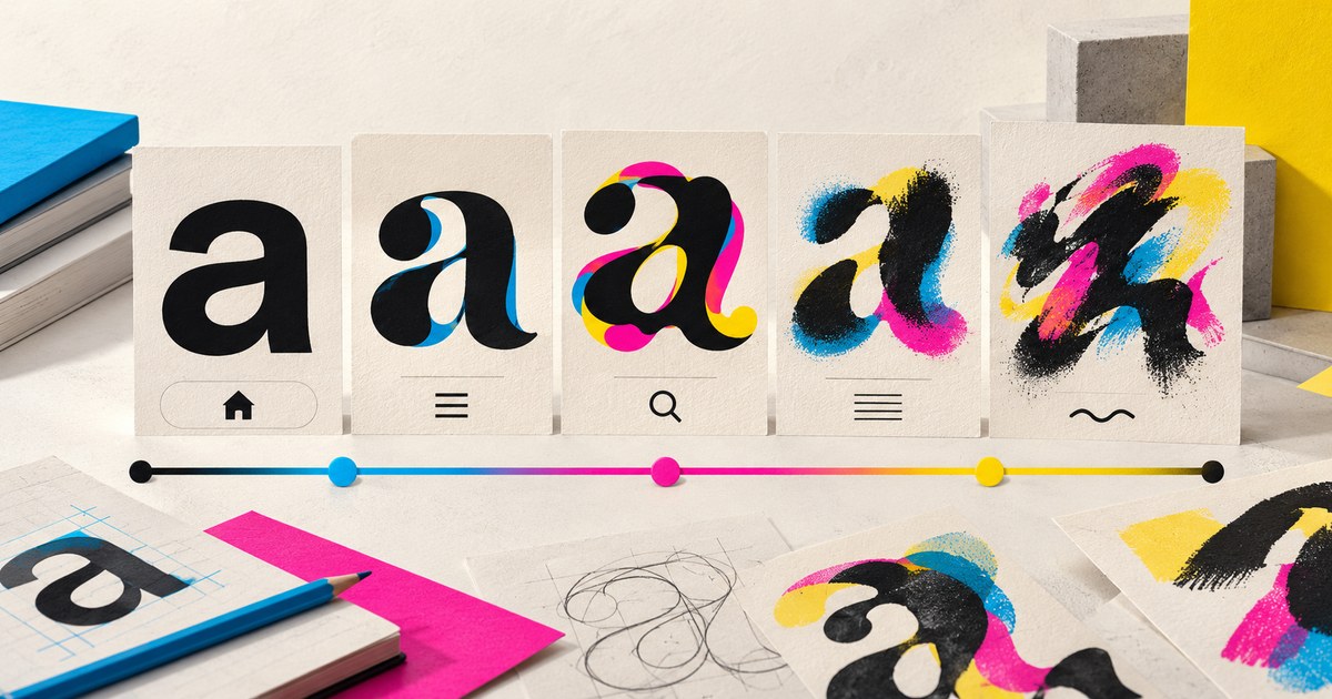 Letterform experiments progress from clear typography to expressive abstraction.