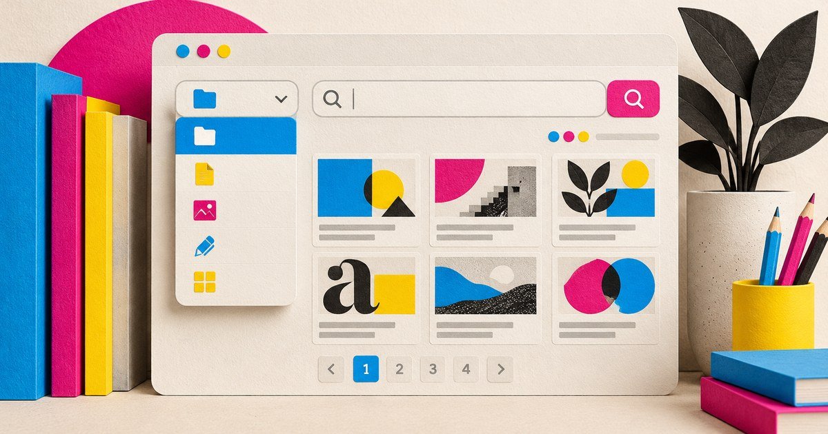 A searchable content archive combines categories and pagination.