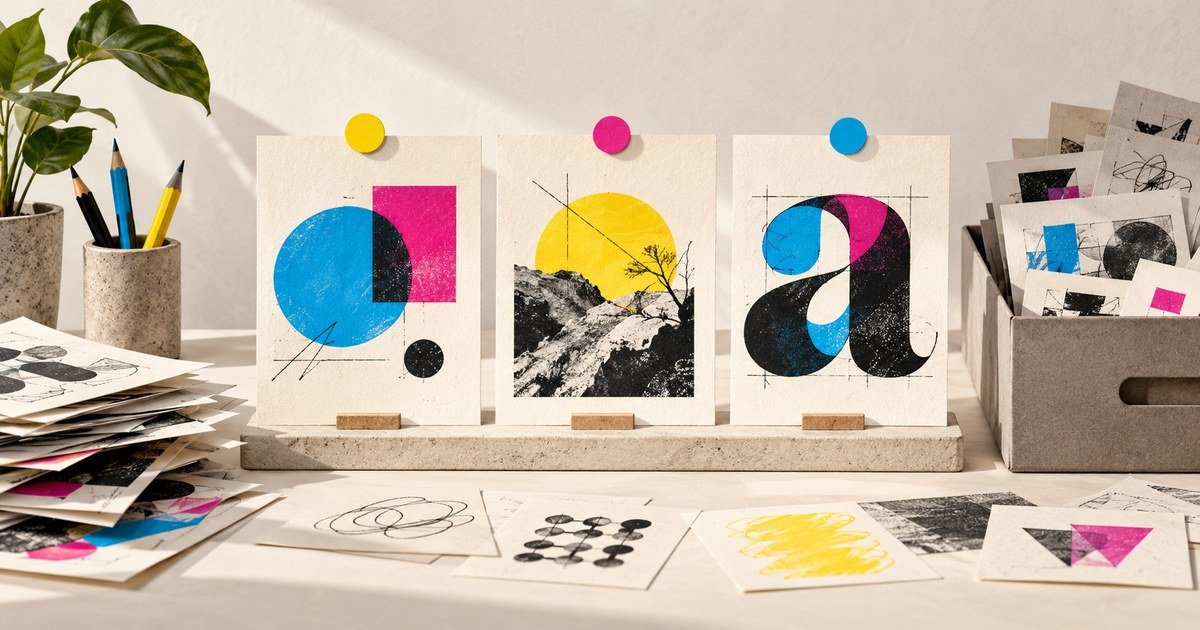 An experimental archive organises photographs, letterforms and colour studies.
