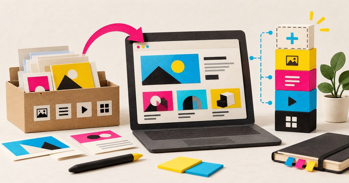 A portfolio combines content modules, interface components and project records.