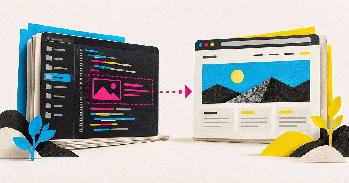 A source-code workspace connects to the rendered public website.
