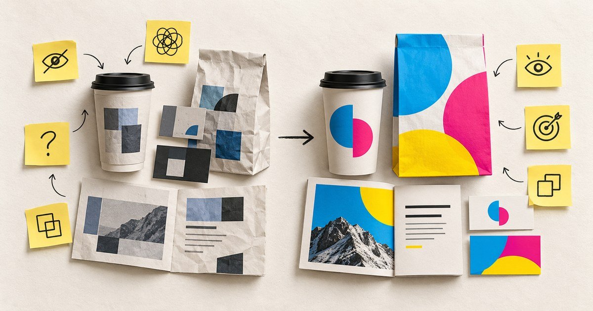 An earlier identity and a revised system are connected by review notes.
