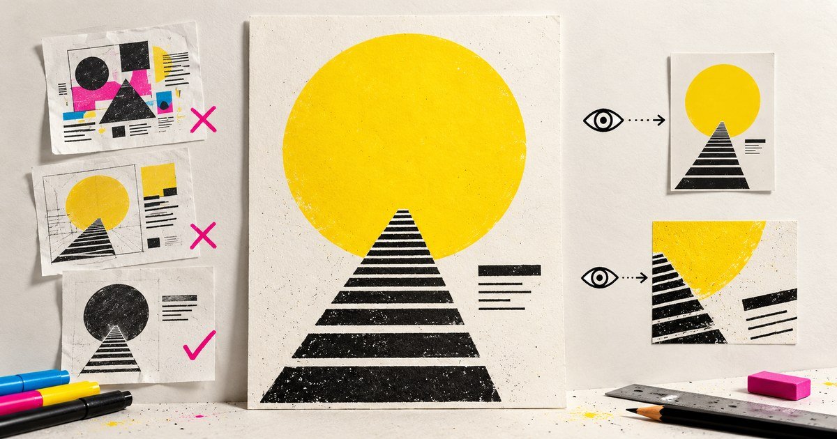 Poster studies focus on a single large sun and a contrasting stair shape.