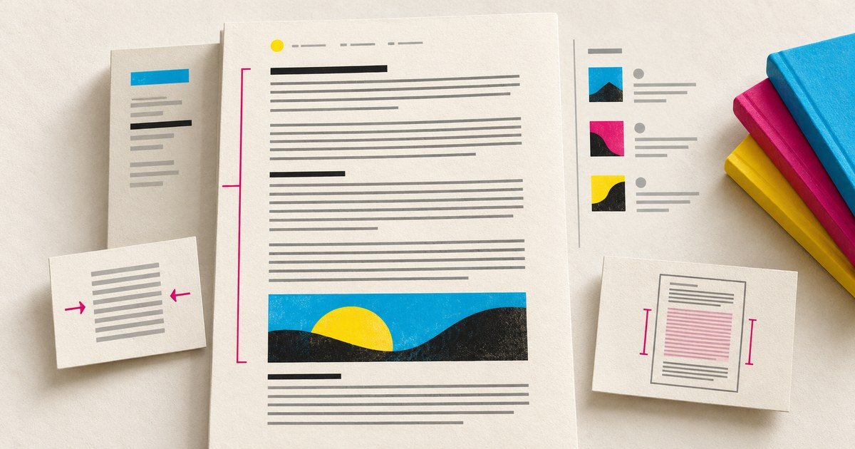 Editorial pages compare typography, spacing and readable text blocks.