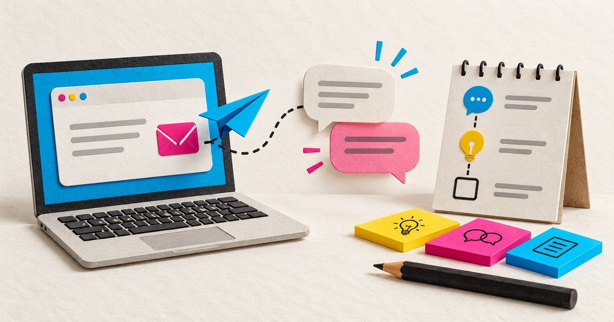 A project request starts an exchange of messages and planning notes.