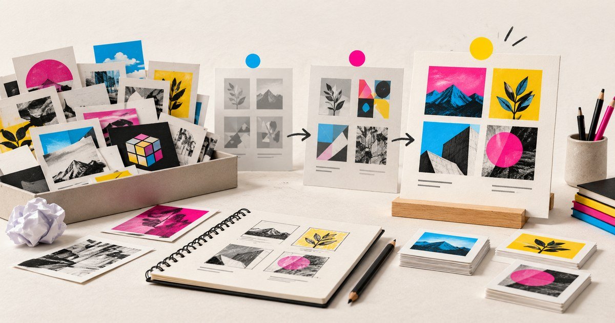 An archive of earlier design work is reviewed and developed into a current portfolio.