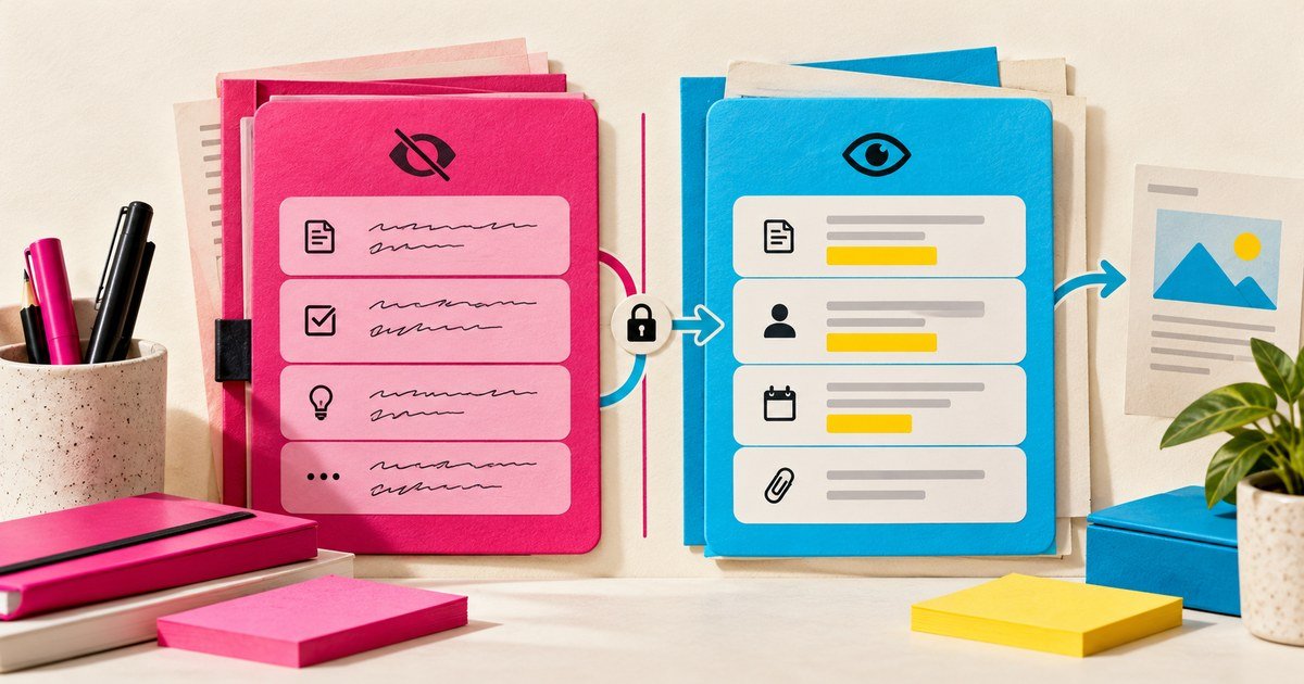 Private notes are separated from client-visible project updates.