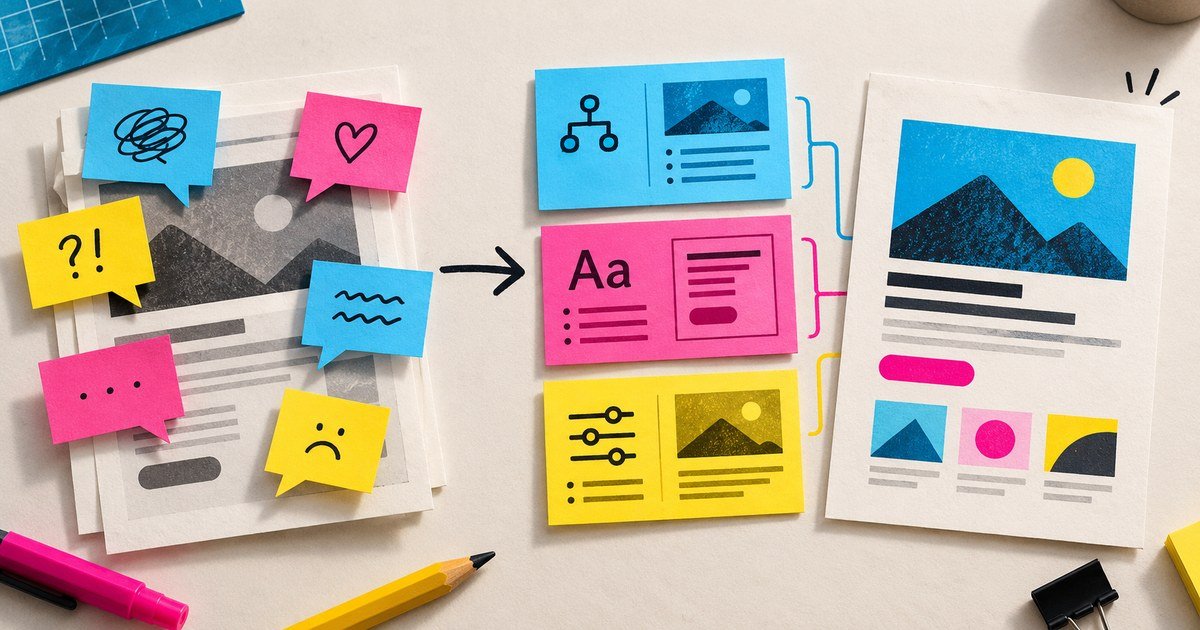 Feedback notes are translated into structured design revisions.