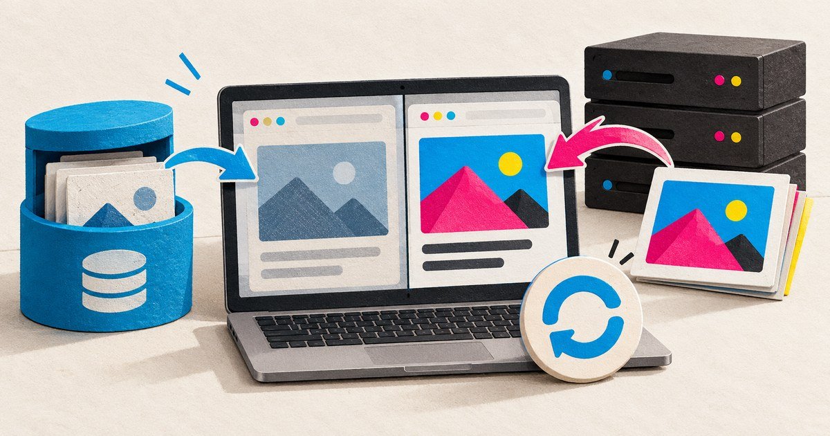 A cached image is refreshed from server storage into a website.